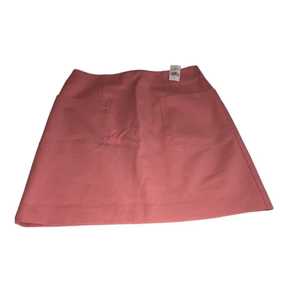 Loft Pink Skirt Size 4 Pockets Stretch Blend Short Lined Zipper BRAND NEW